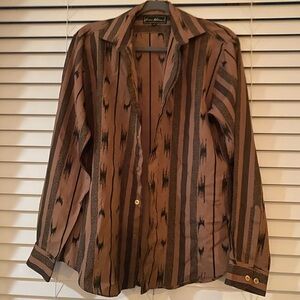 Vintage Button Down Shirt - Brown Striped